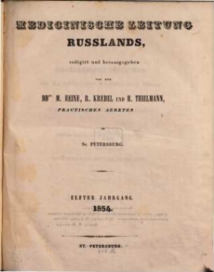 Medicinische Zeitung Russlands. 11. 1854