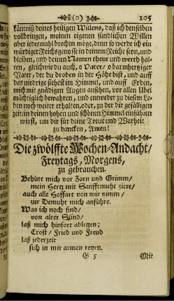 Die zwölffte Wochen-Andacht, Freytags, Morgens, zu gebrauchen.