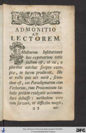 Admonitio Ad Lectorem.