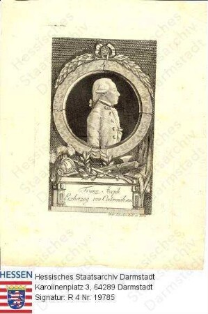 Franz II. Kaiser v. Österreich geb. Erzherzog Franz Joseph (1768-1835) / Porträt, im Profil, in Medaillon, mit Sockelinschrift, Brustbild