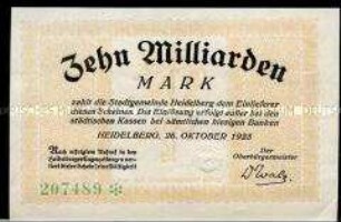 Heidelberg, Notgeld, 10 Milliarden Mark