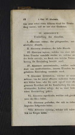 IV. Abschnitt. Eintheilung des Abscesses.
