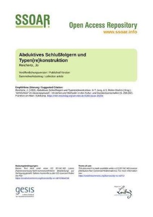 Abduktives Schlußfolgern und Typen(re)konstruktion