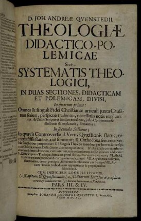 2: Theologia Didactico-Polemica, Sive Systema Theologicum, In Duas Sectiones, Didacticam Et Polemicam, Divisum. 2