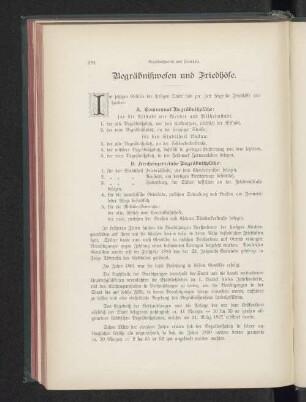Begräbniswesen und Friedhöfe.