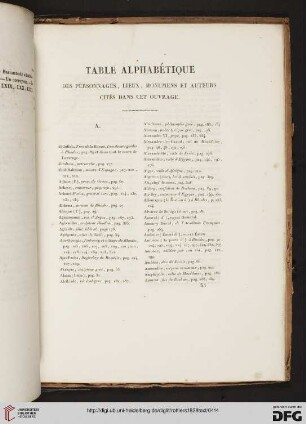 Table alphabétique