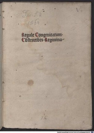 Regulae congruitatum, constructiones et regimina : Fassung mit 20 Regeln