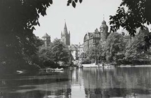 Königsberg, Schloss : Königsberg (Kaliningrad/Russland). Schlossteich. Blick nach Südwesten gegen Schlossturm