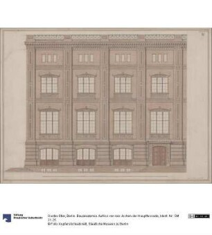 Berlin. Bauakademie. Aufriss von vier Jochen der Hauptfassade