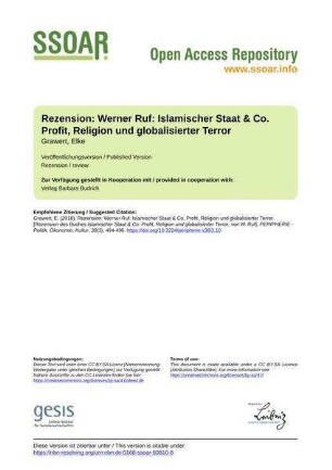 Rezension: Werner Ruf: Islamischer Staat & Co. Profit, Religion und globalisierter Terror