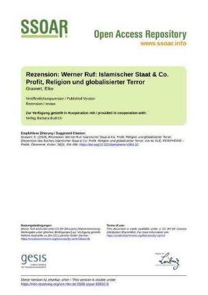 Rezension: Werner Ruf: Islamischer Staat & Co. Profit, Religion und globalisierter Terror