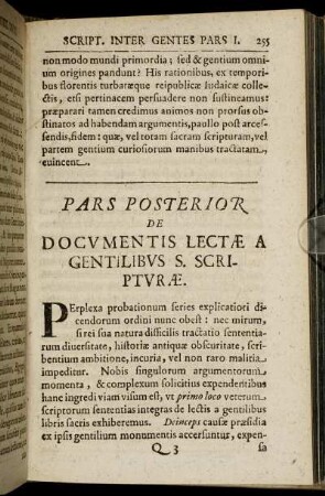 Pars Posterior De Documentis Lectae A Gentibus S. Scripturae