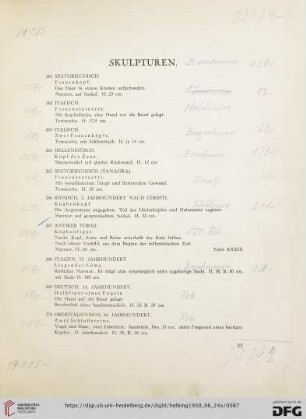 Skulpturen (Nr. 261-286)