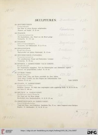 Skulpturen (Nr. 261-286)
