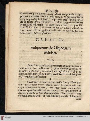 Caput IV: Subjectum & Objectum exhibet