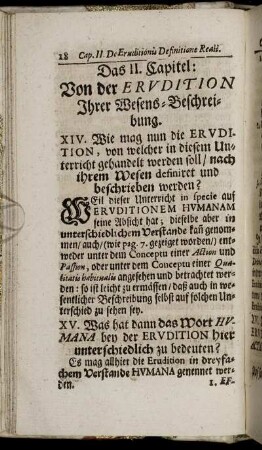 Das II. Capitel: Von der Erudition Ihrer Wesens-Beschreibung