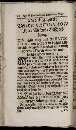 Das II. Capitel: Von der Erudition Ihrer Wesens-Beschreibung