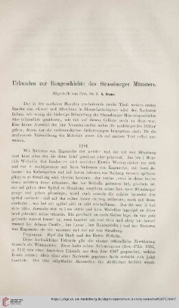 1: Urkunden zur Baugeschichte des Strassburger Münsters