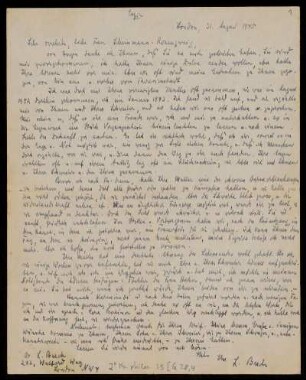 Brief von Leo Baeck an Edith Rosenzweig