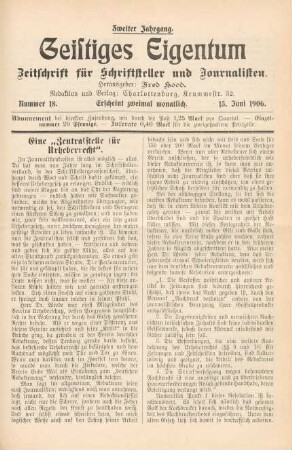 Nummer 18 (15. Juni 1906)