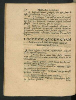 Locorum Quorundam Politicorum & Historicorum maxime memorabilium Sylloge.