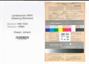 Entnazifizierung Johann Klasen , geb. 15.02.1903 (Kaufmann)