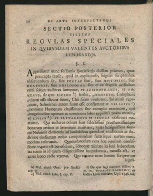 Sectio Posterior Sistens Regulas Speciales In Quibusdam Valentes Auctoribus Explicandis