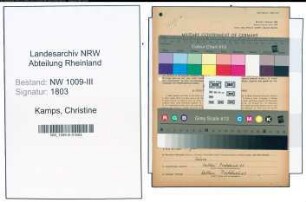 Entnazifizierung Christine Kamps , geb. 20.01.1901 ()