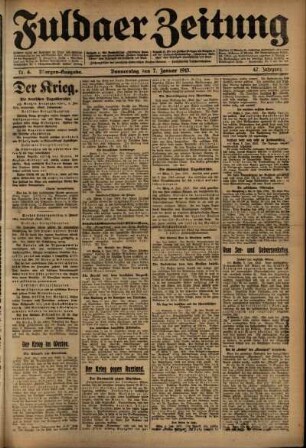 Erste Ausgabe vom Donnerstag, den 07. Januar 1915.