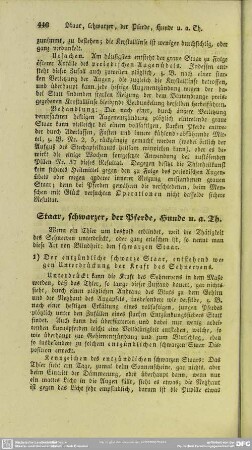 Staar, schwarzer, der Pferde, Hunde u. a. Th.