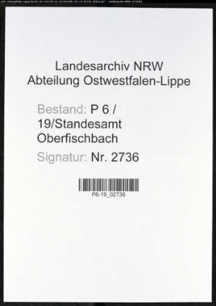 Heiratsregister Standesamt Oberfischbach