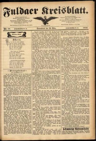 Zweite Ausgabe vom Samstag, den 29. März 1902.