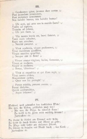 III. Gaudeamus igitur, juvenes dum sumus ...