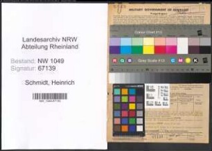 Entnazifizierung Heinrich Schmidt , geb. 05.04.1892 (Schuhmacher)