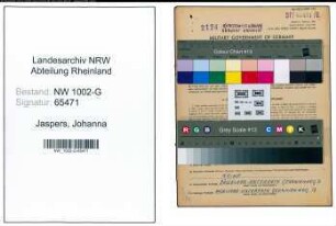 Entnazifizierung Johanna Jaspers, geb. 28.08.1893 (Schneiderin)