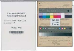 Entnazifizierung Willi Wilke , geb. 21.04.1899 (Reisender)