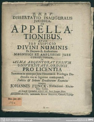 Dissertatio Inauguralis Iuridica, De Appellationibus