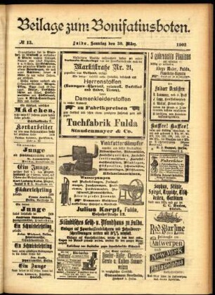 Zweite Ausgabe vom Sonntag, den 30. März 1902.
