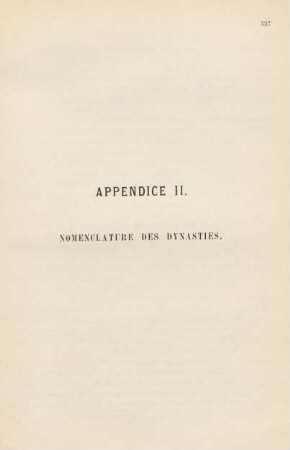 Appendice II. Nomenclature des dynasties
