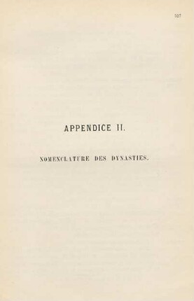 Appendice II. Nomenclature des dynasties