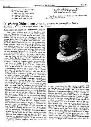 D. Georg Behrmann : Zum 25. Todestag des hamburgischen Seniors
