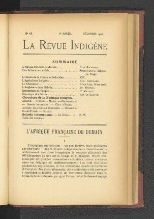 No. 68, 6e Année, Décembre 1911.