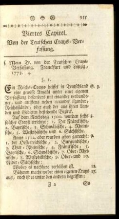 Viertes Capitel. Von der Teutschen Crays-Verfassung.