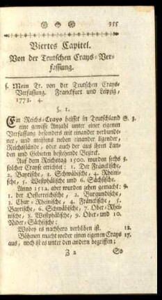Viertes Capitel. Von der Teutschen Crays-Verfassung.
