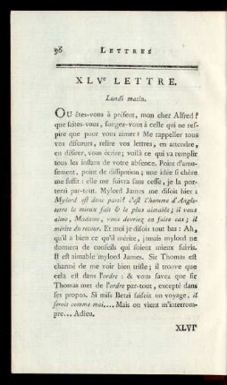 XLVe Lettre. Lundi matin.