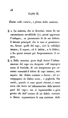 Capo II. Esame sulla natura, e forma della malattia.