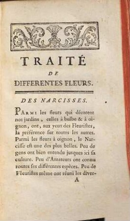 Traite De La Culture De Différentes Fleurs : Des Narcisses, des Girofliers, des Tubereuses, des Anémones, de la Jacinthe, des Jonquilles, des Iris, des Lis & des Amaranthes