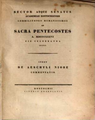 Commentatio de Aeschyli Niobe