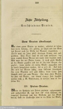 Achte Abtheilung. Verschiedene Braten