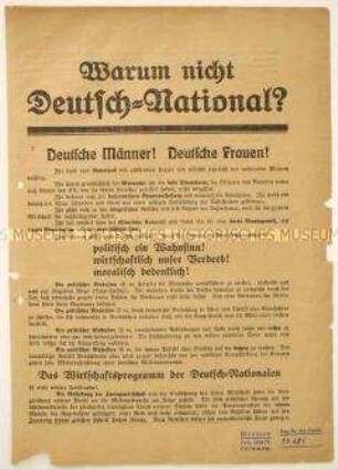 Programmatischer Wahlaufruf der Zentrumspartei gegen die Deutschnationalen